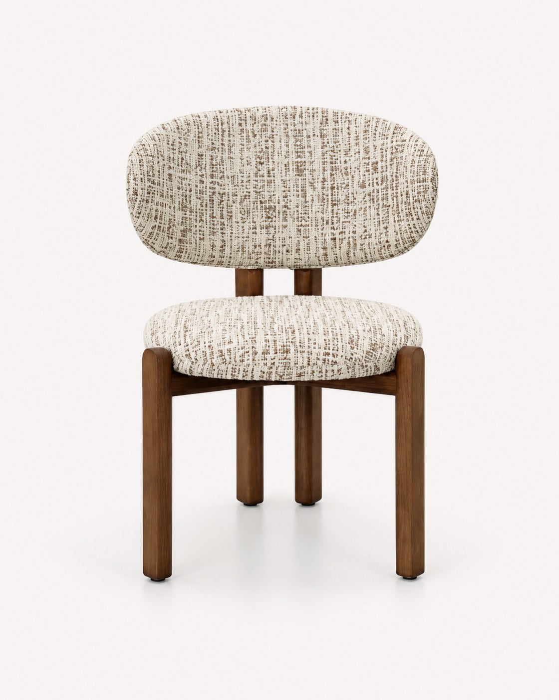 Sol curved upholstered dining chair with rounded wood frame, view 3
