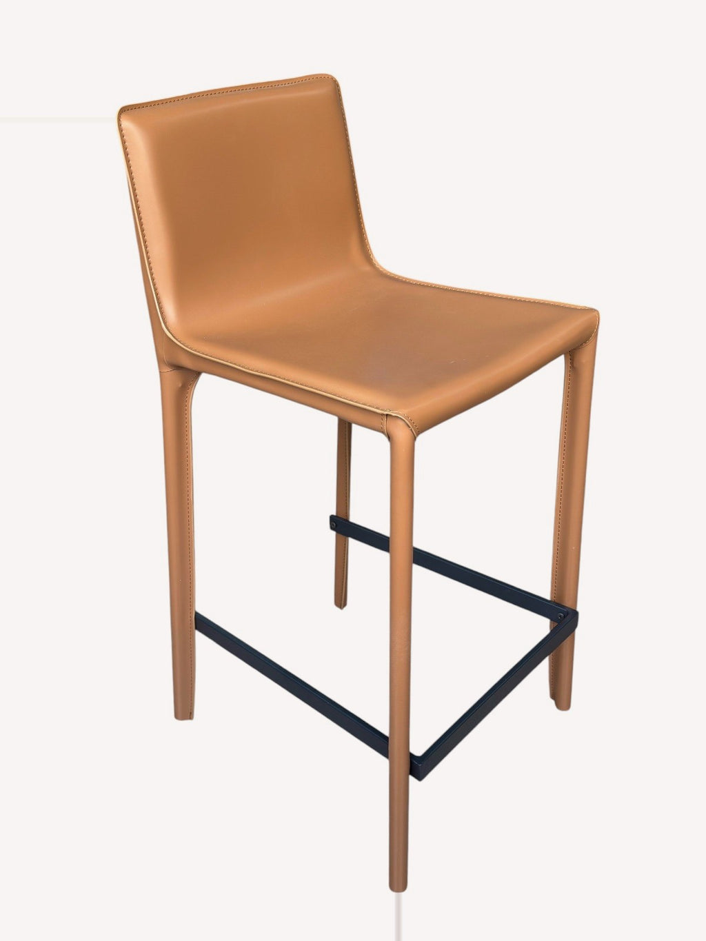 Anna camel vegan leather counter stool, view 3