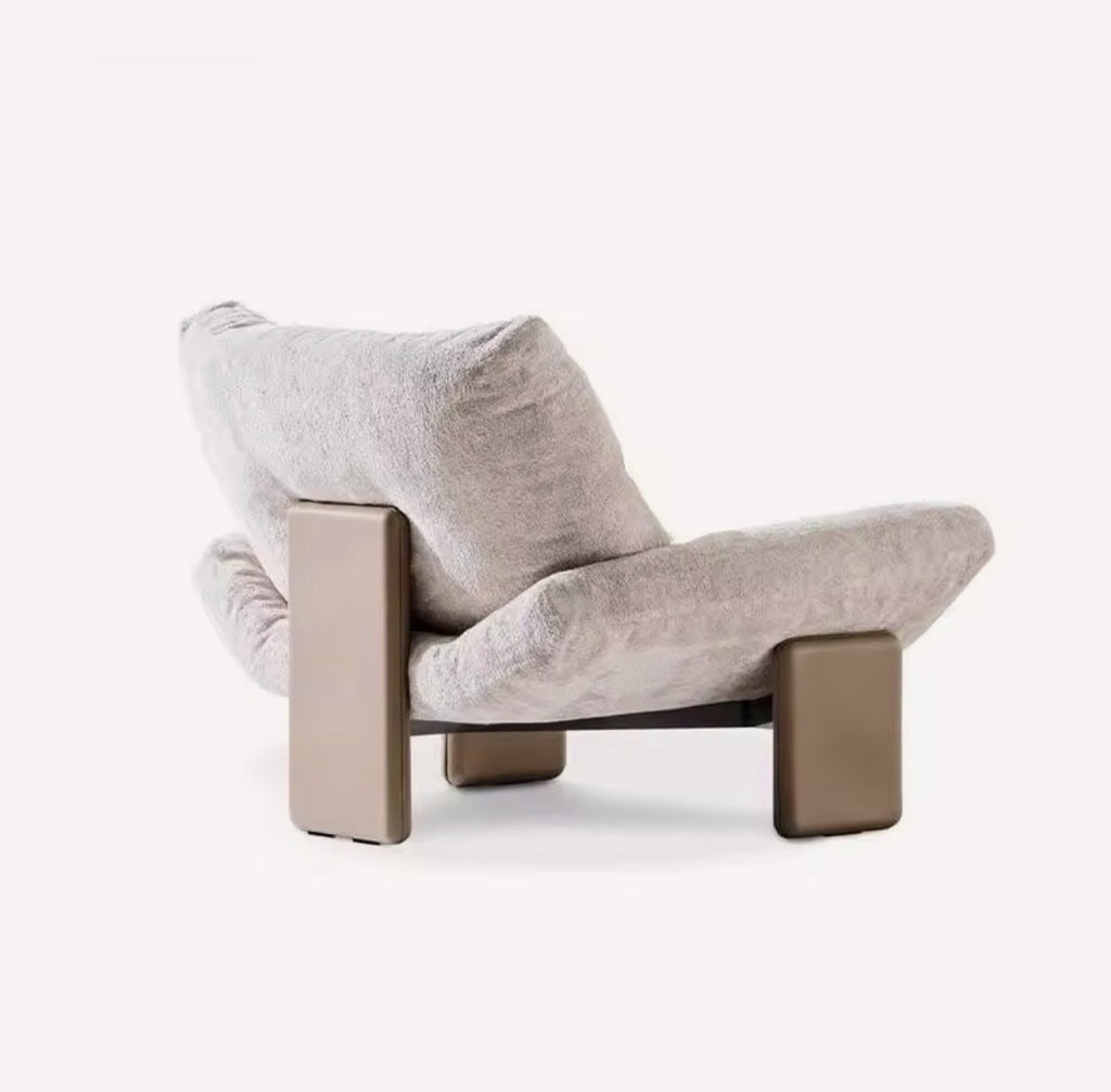 Emmi sculptural accent chair on stainless steel base, view 3