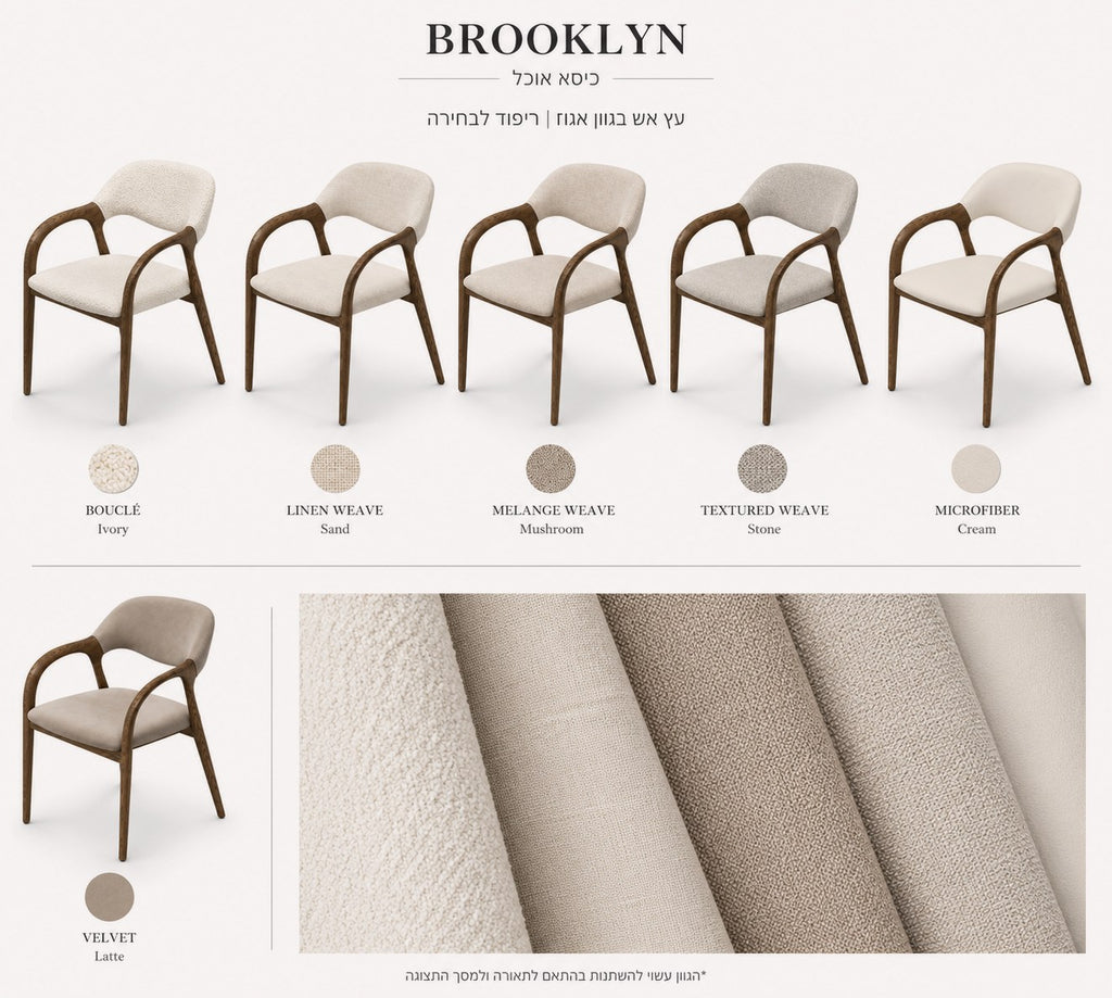 Brooklyn walnut-tone solid ash dining armchair with cream vegan leather, view 3