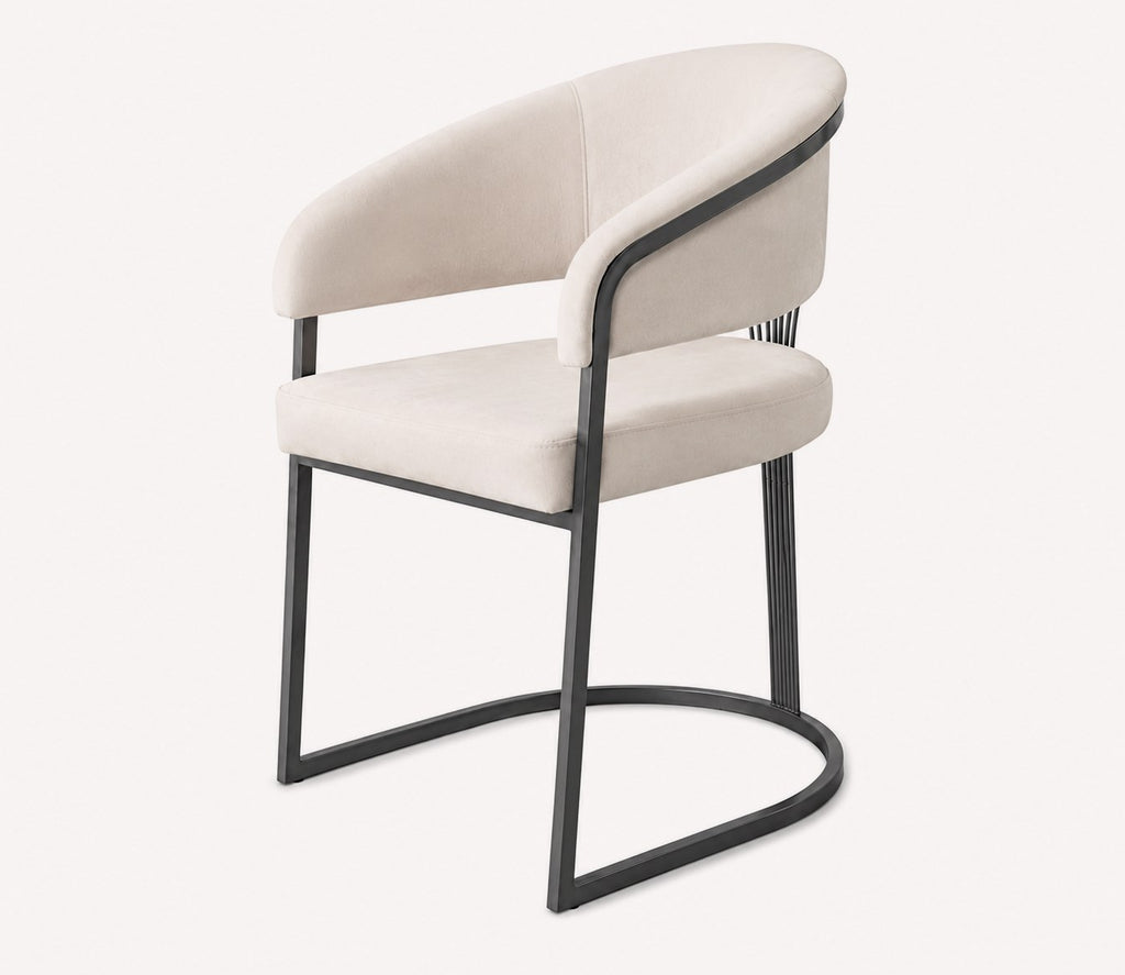 Bian cream velvet dining chair with stainless steel legs, view 3