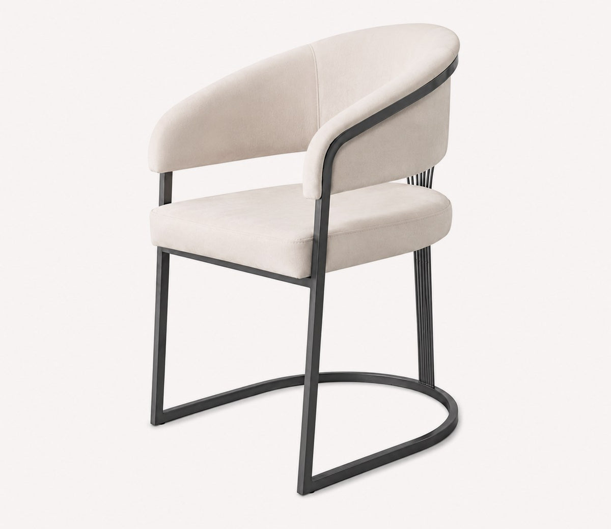 Bian cream velvet dining chair with stainless steel legs, view 3