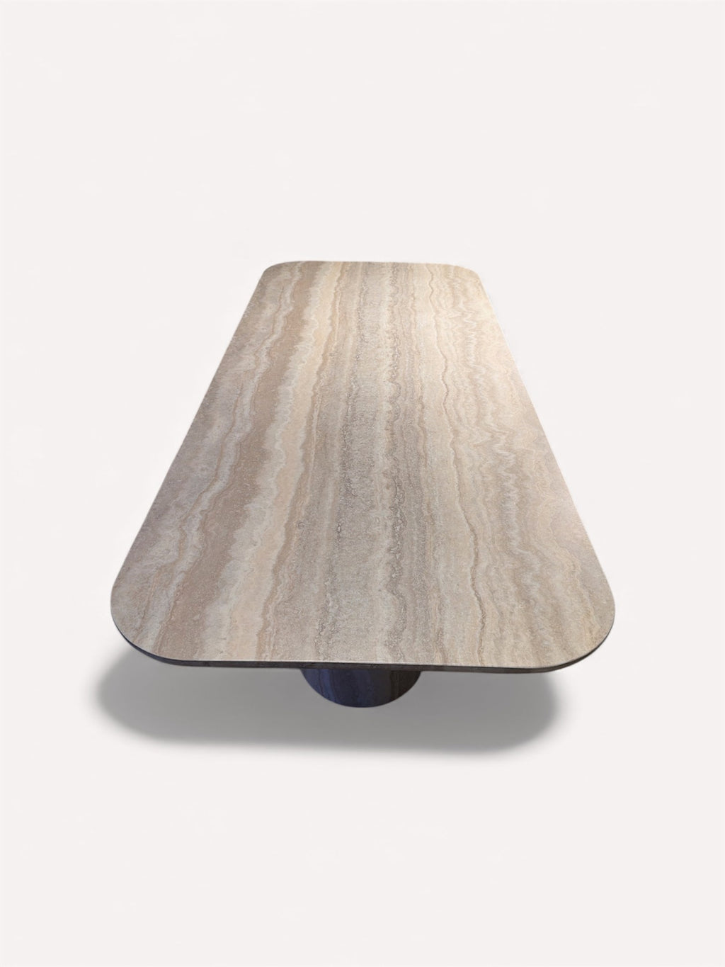 Madrid stone-look dining table on twin cylindrical columns, view 3