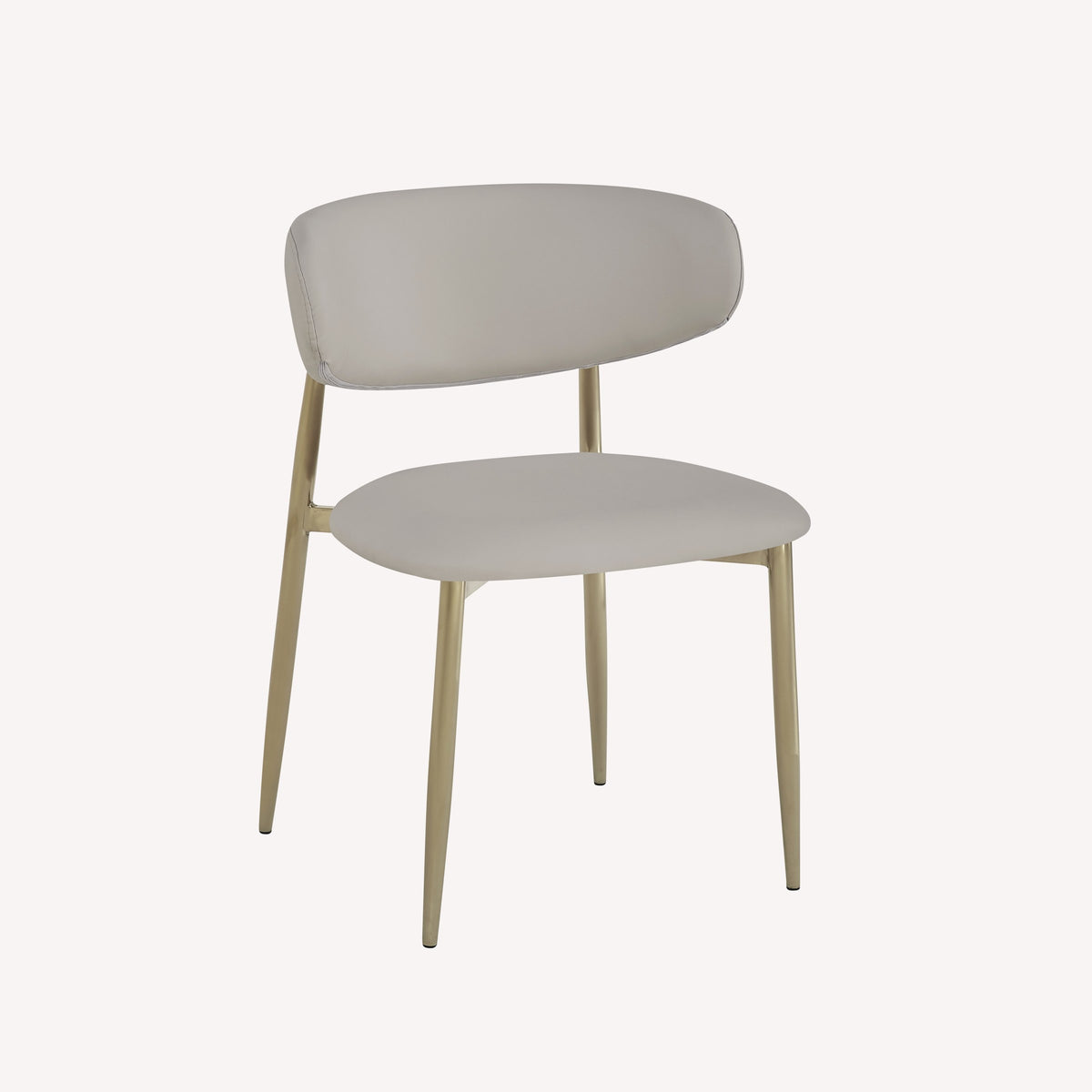 Dori dining chair in light fabric with wood-look metal legs, view 3