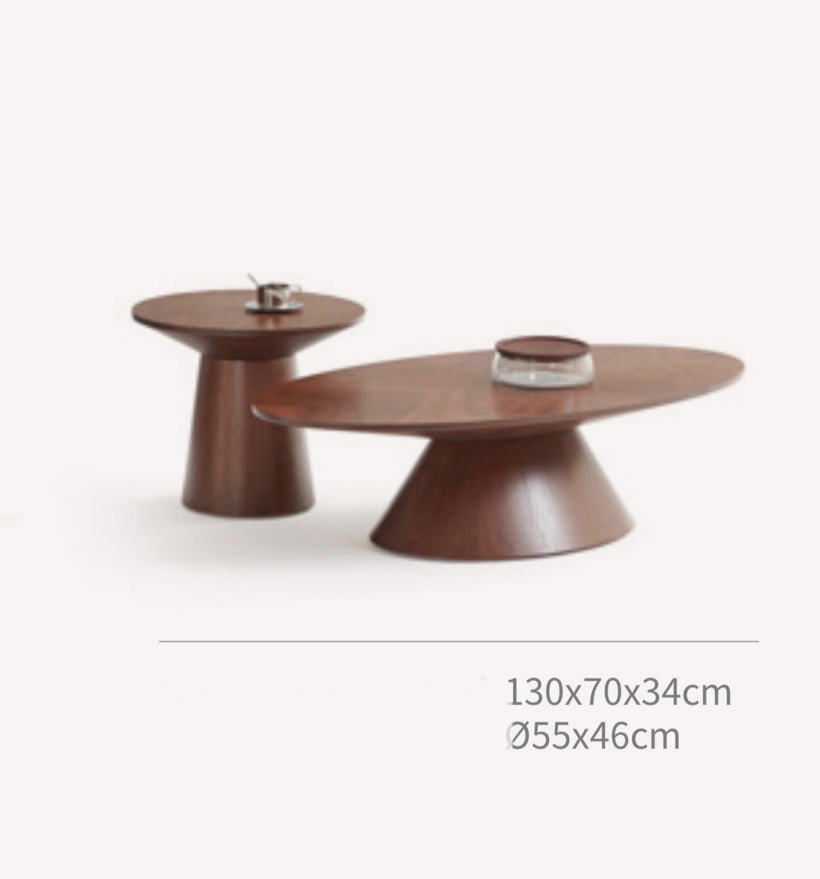 Tali pair of walnut tone coffee tables, view 3