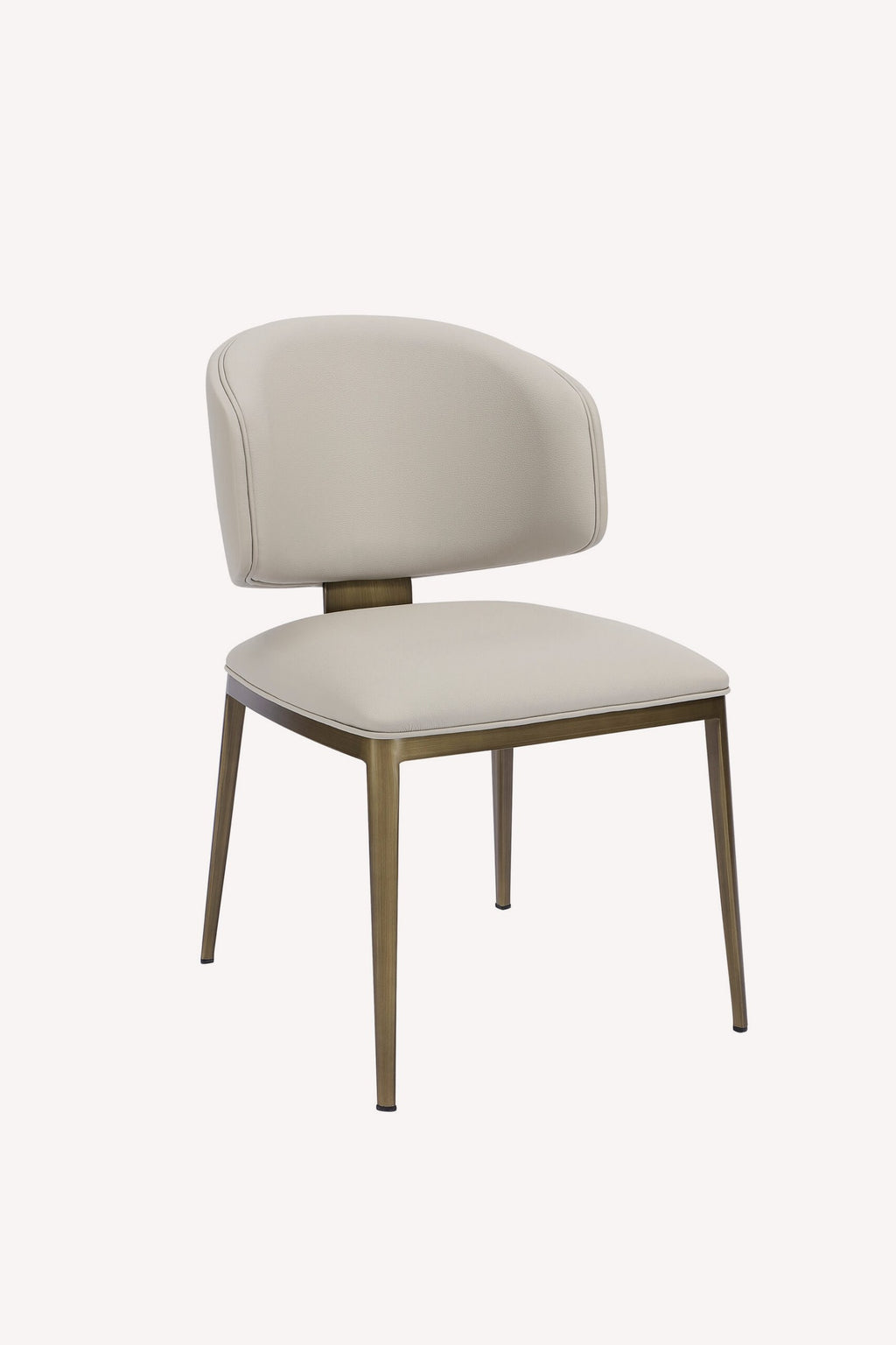 Leni vegan leather dining chair with brushed gold legs, view 3