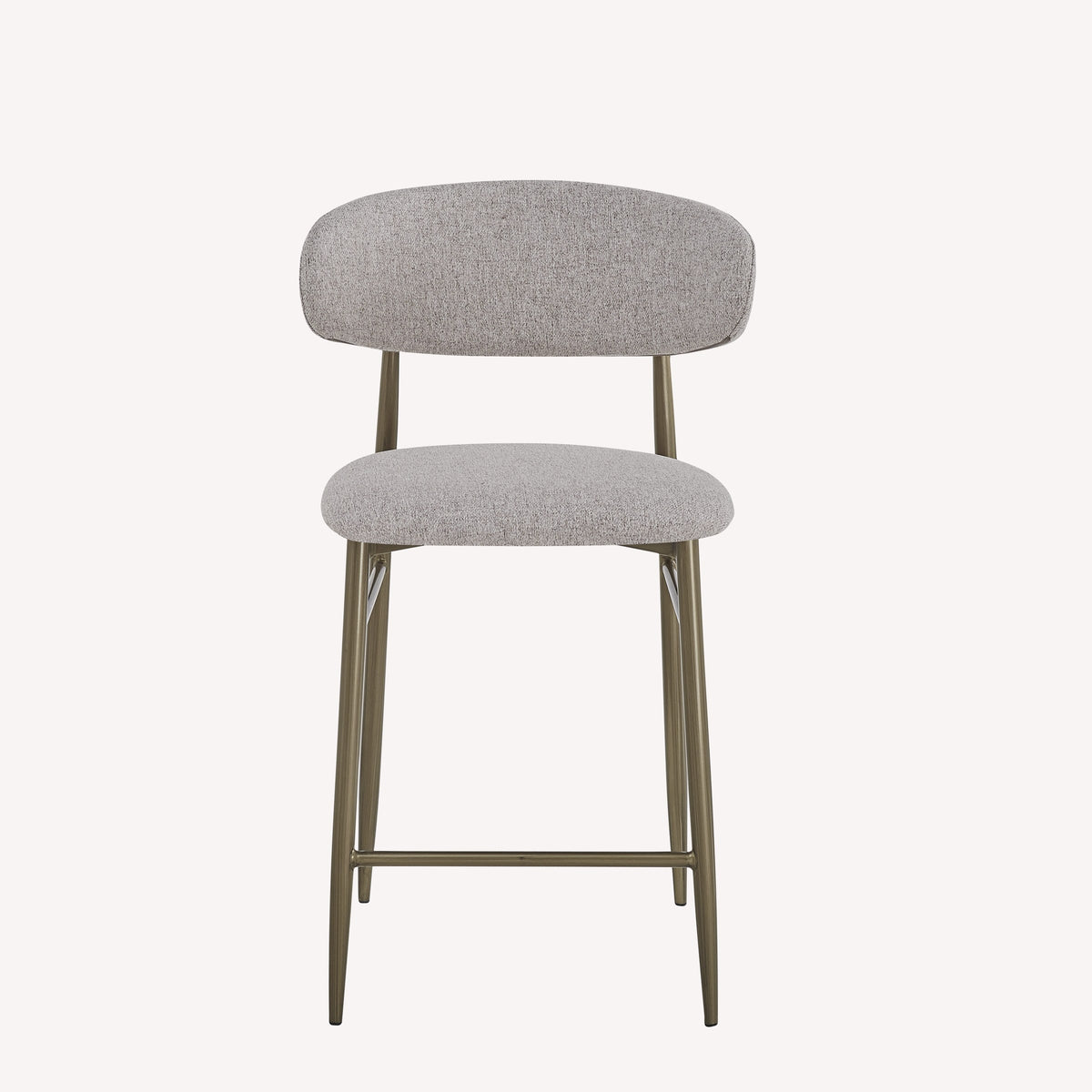 Dori minimal counter stool with light upholstered seat and slim metal legs, view 3