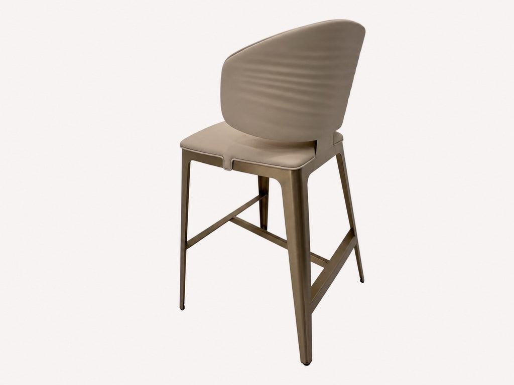 Diamond upholstered counter stool on stainless steel frame, view 3