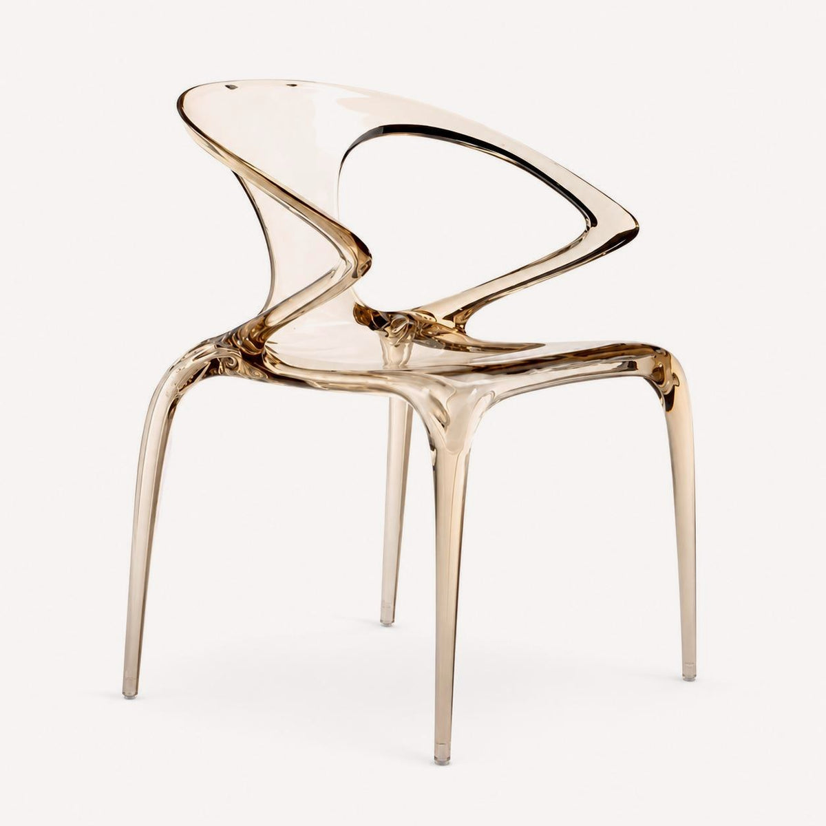 Yahalom translucent acrylic sculptural dining armchair, view 3