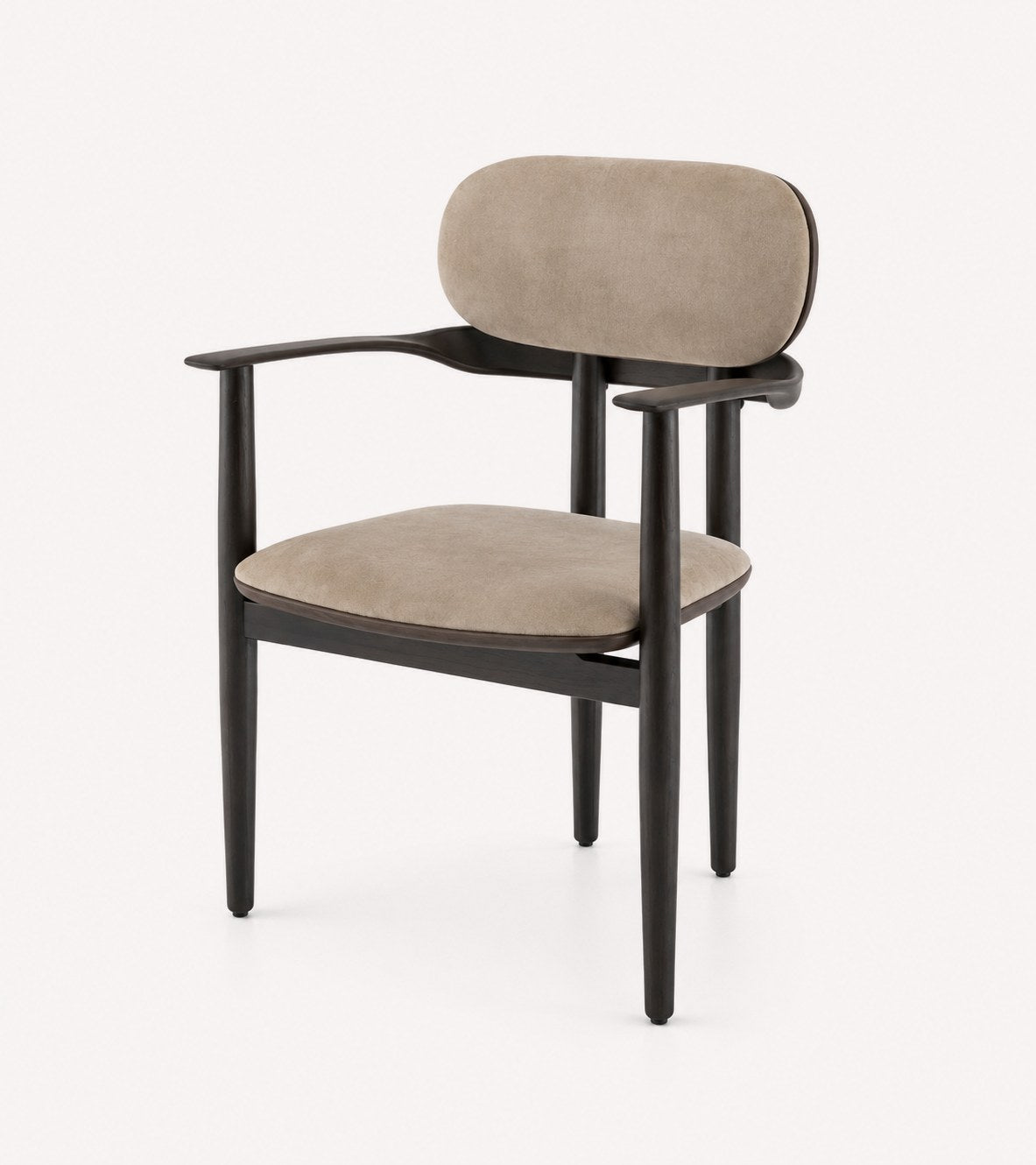 Polo solid wood dining armchair with upholstered seat and leather-look accents, view 3
