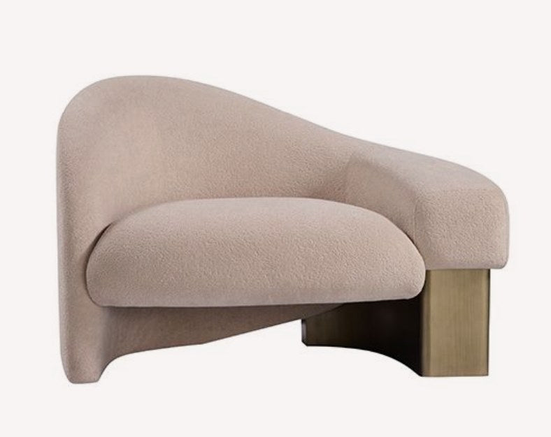 Luna wide sculptural accent chair, view 3