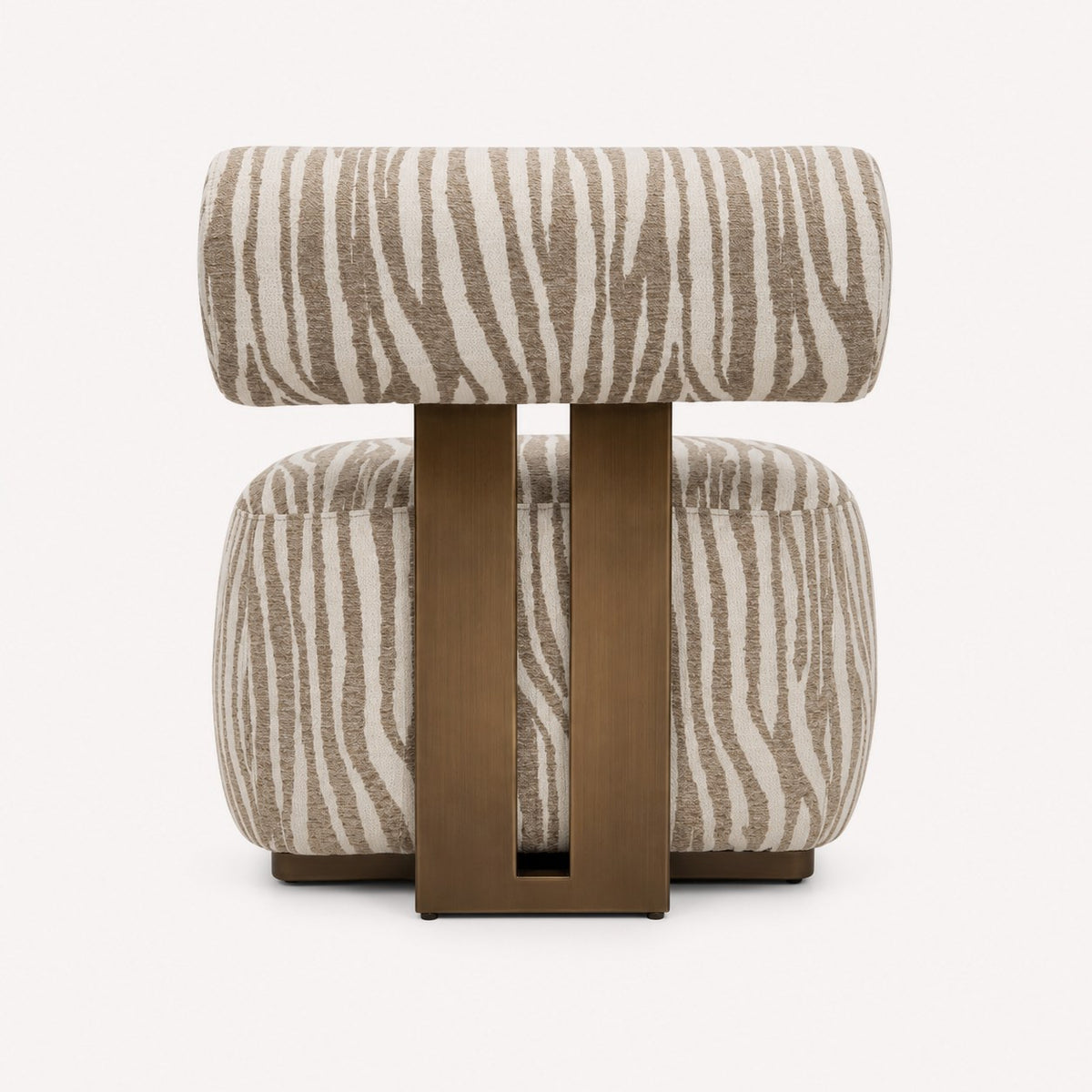 Venezia armless sculptural accent chair in beige and cream pattern, view 3