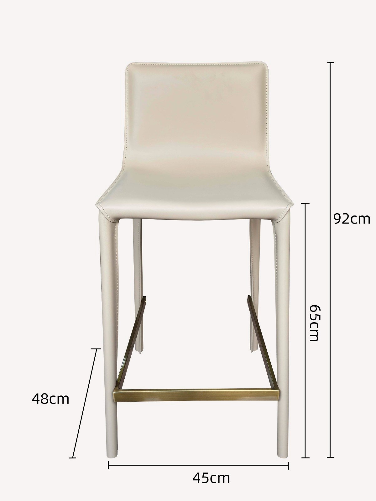 Anna cream vegan leather counter stool, view 3