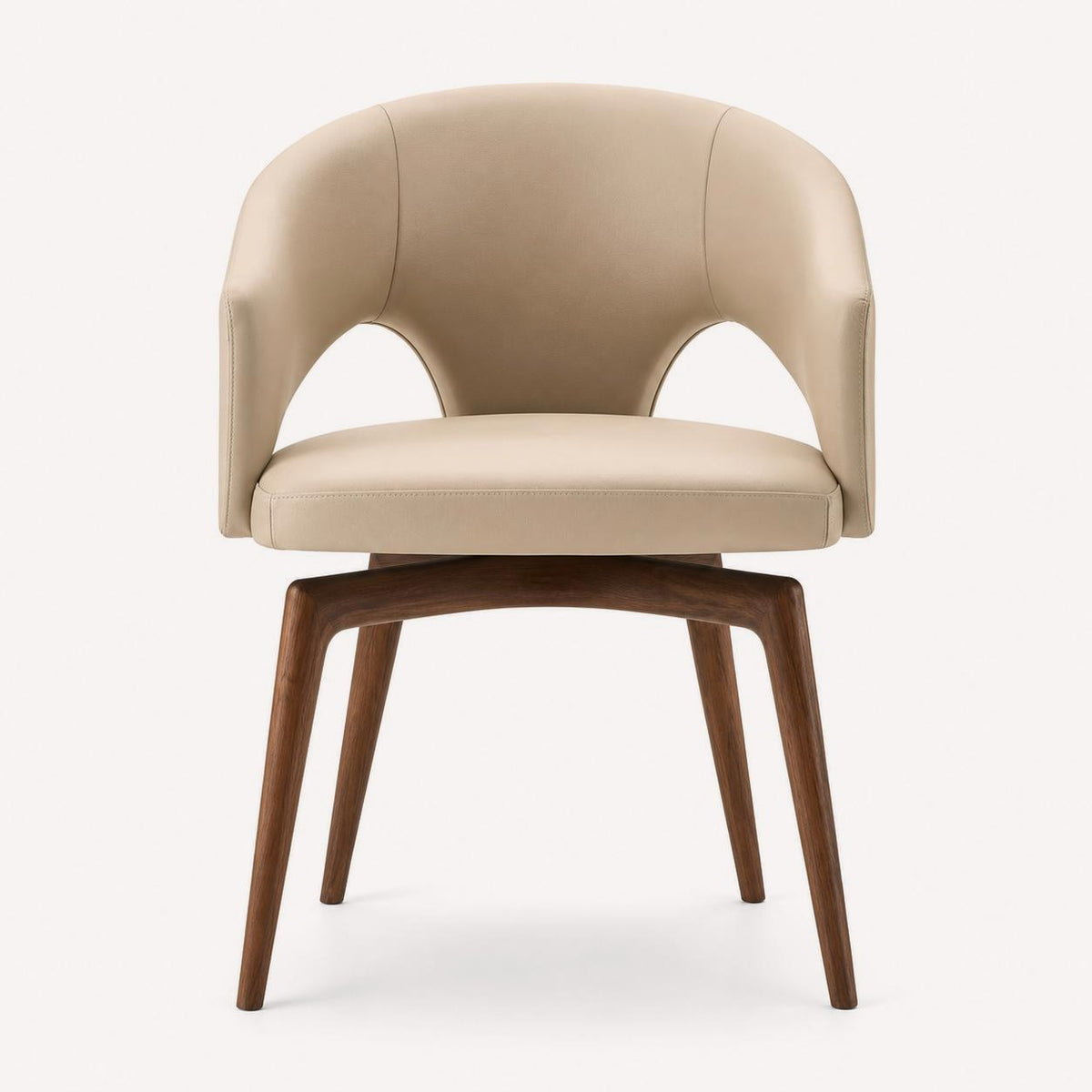 Rhodes upholstered dining chair on solid wood legs, view 3
