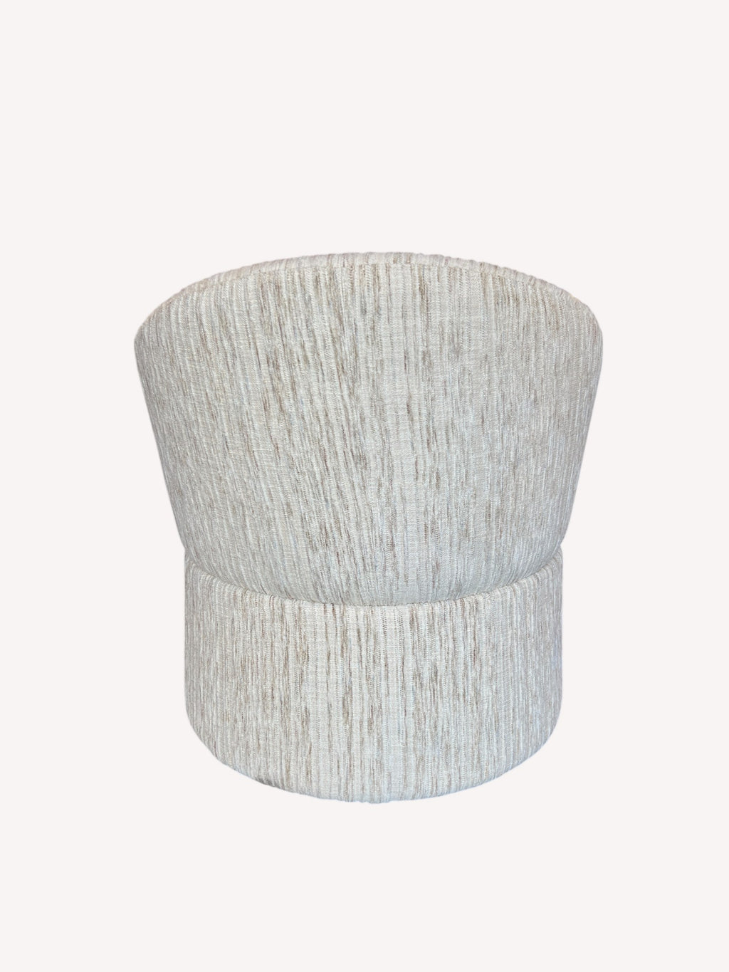 Emily round sculptural accent chair in cream fabric, view 3