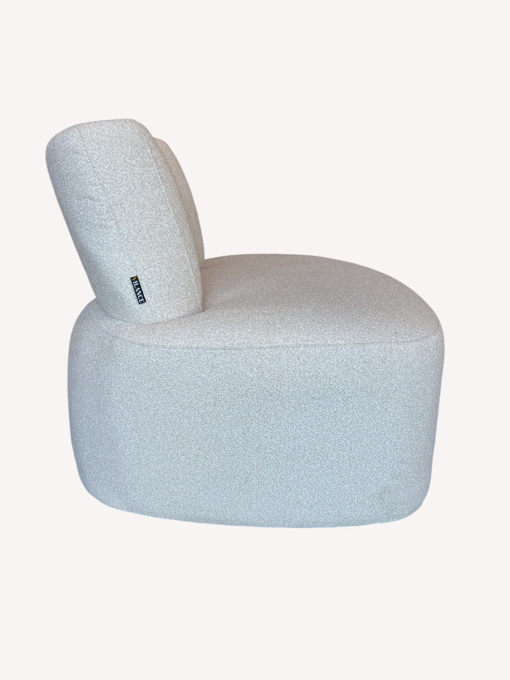 Roma round accent chair with brushed stainless steel back, view 3