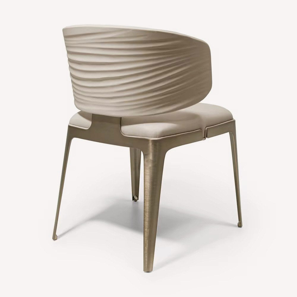 Diamond sahara vegan leather dining chair with brushed gold legs, view 3