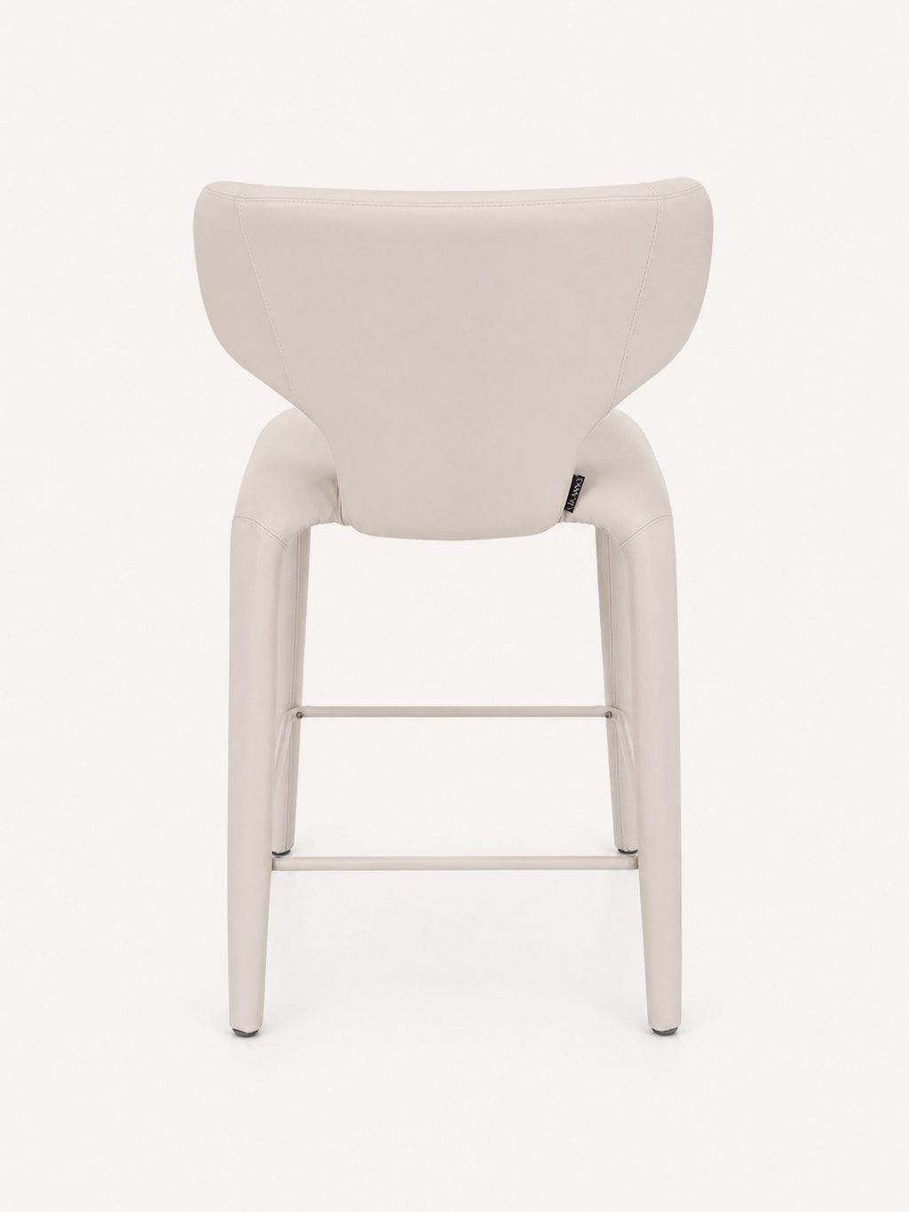 Icon upholstered stool with rounded back in vegan leather, view 3