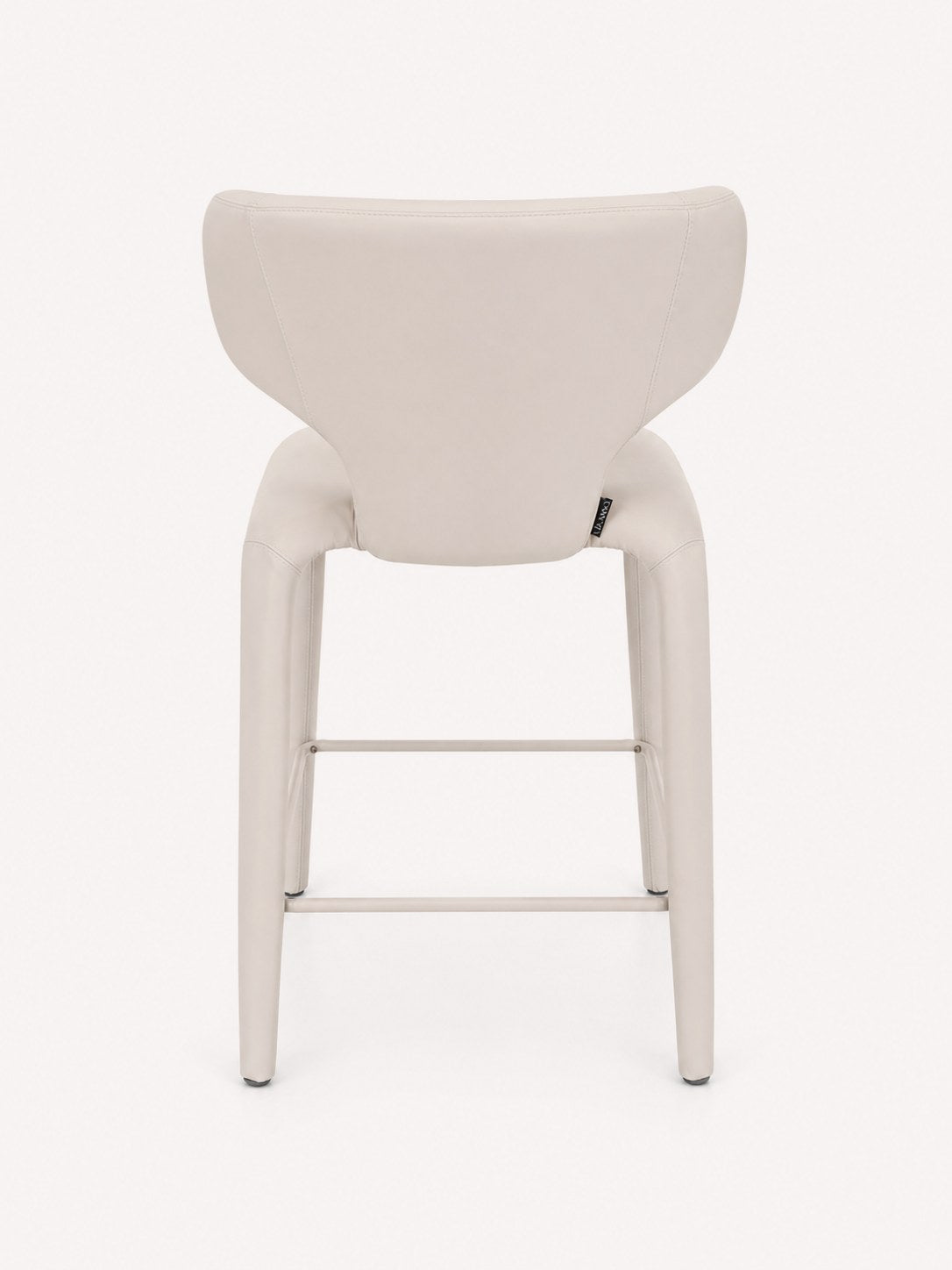 Icon upholstered stool with rounded back in vegan leather, view 3