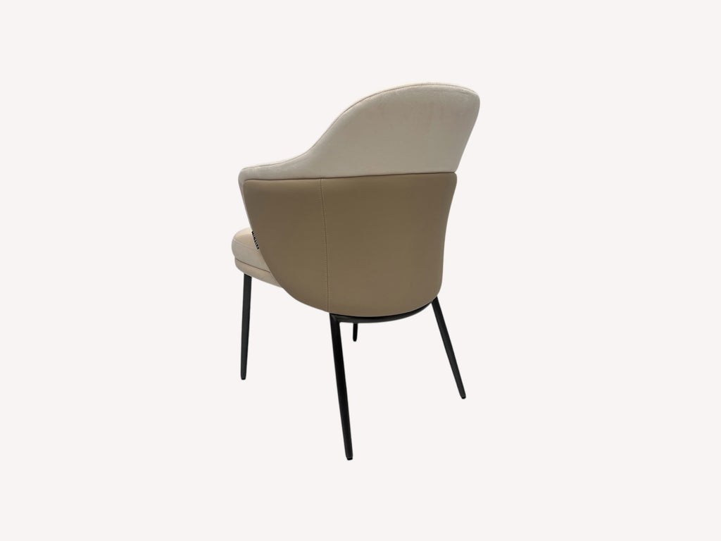 Funky ivory dining armchair on slim black legs, view 3
