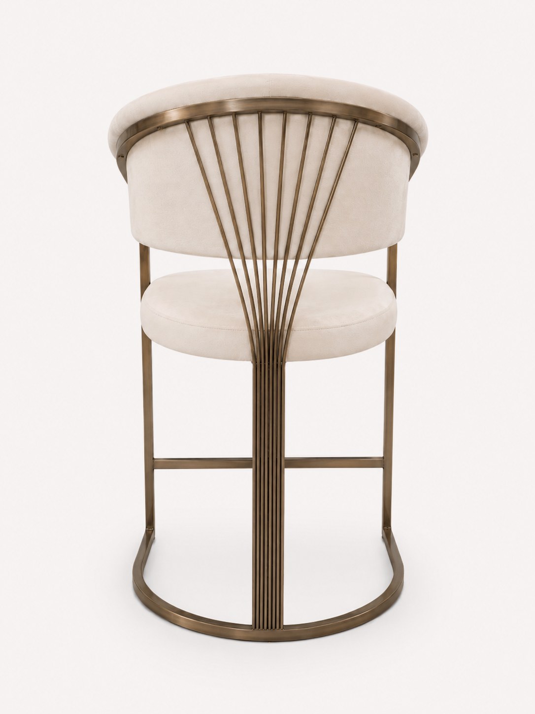 Bian cream velvet counter stool with stainless steel legs, view 3