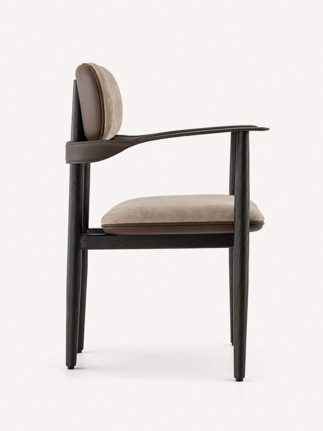 Polo solid wood dining armchair with upholstered seat and leather-look accents, view 4