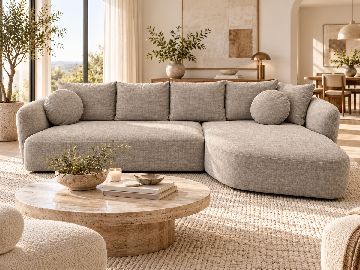 Audrey rounded deep-seat sectional with feather-filled cushions, view 2