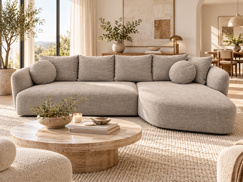 Audrey rounded deep-seat sectional with feather-filled cushions, view 2