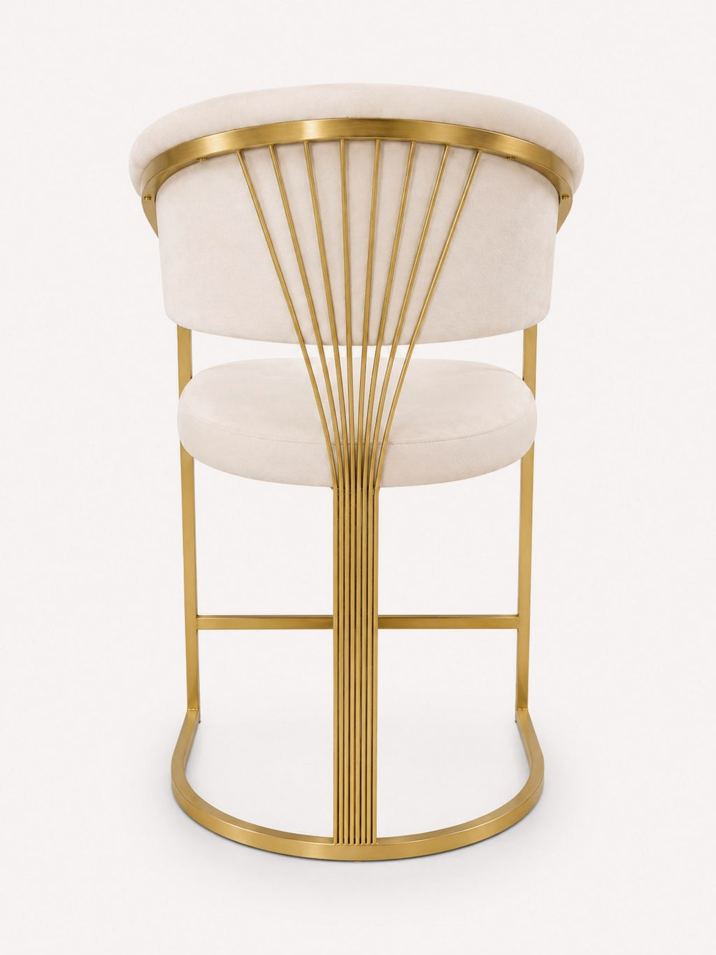 Bian cream velvet counter stool with stainless steel legs, view 4