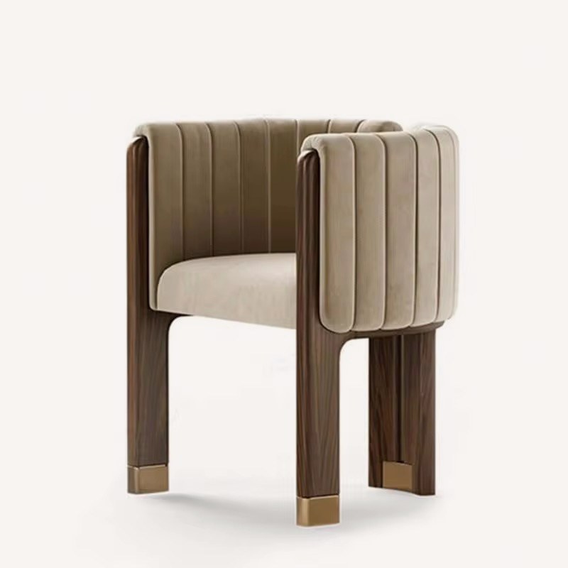 Nili solid wood and upholstered dining chair, view 4