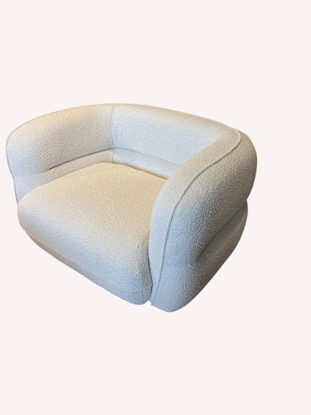 Mykonos oversized rounded lounge chair in light bouclé, view 4