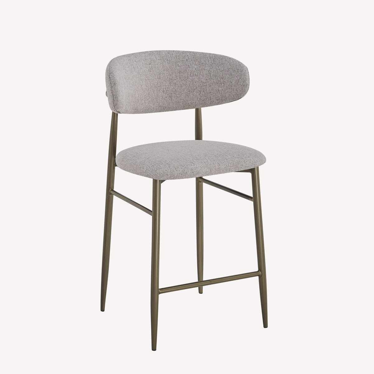 Dori minimal counter stool with light upholstered seat and slim metal legs, view 4