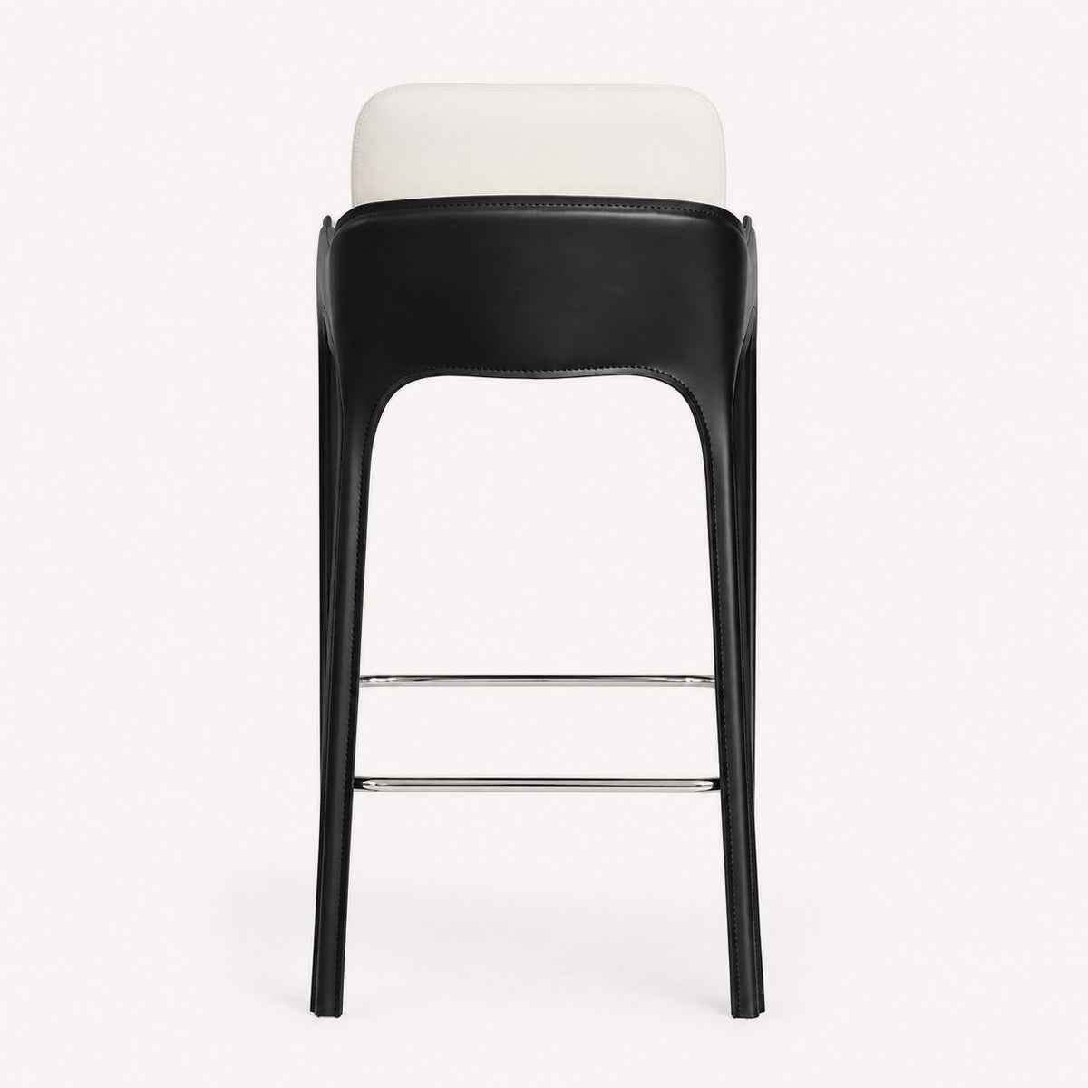Vogue counter stool with light upholstery and dark outer shell, view 4