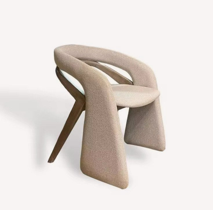 Siena natural wood chair with soft upholstery and rounded back, view 4