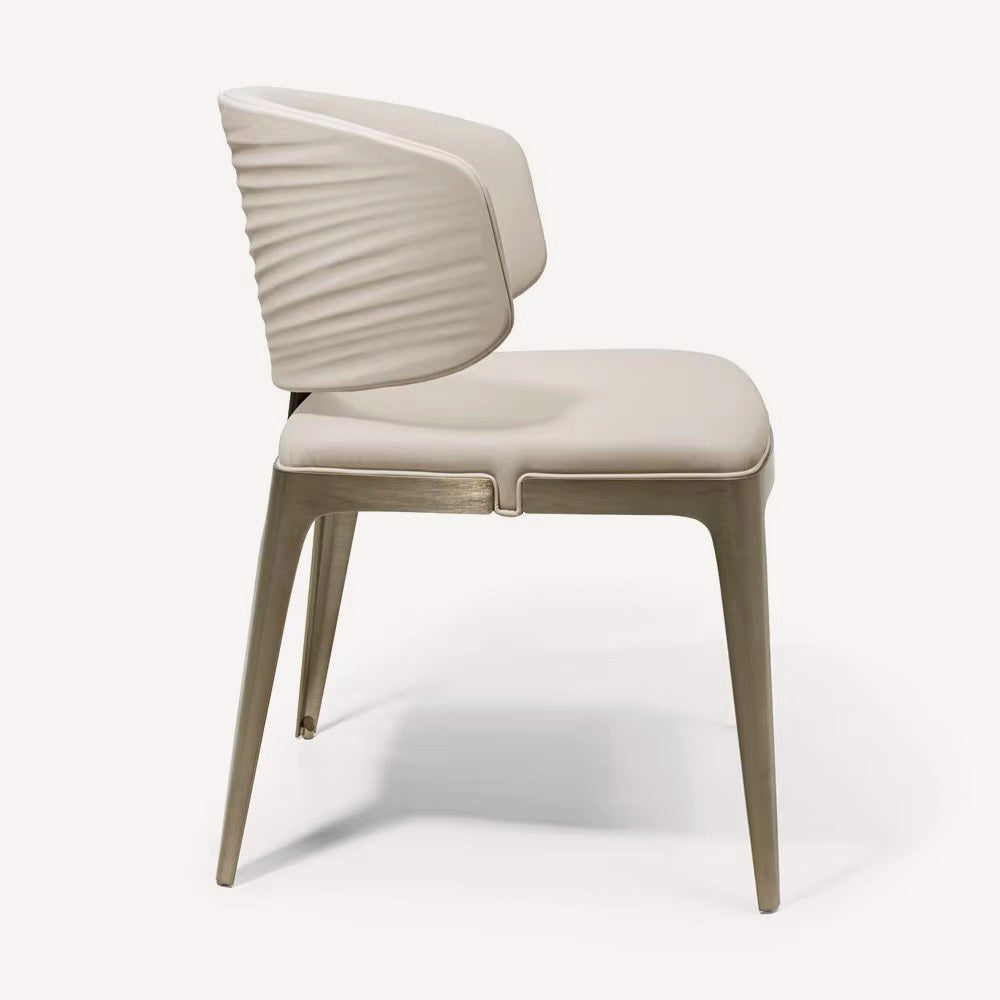 Diamond sahara vegan leather dining chair with brushed gold legs, view 4