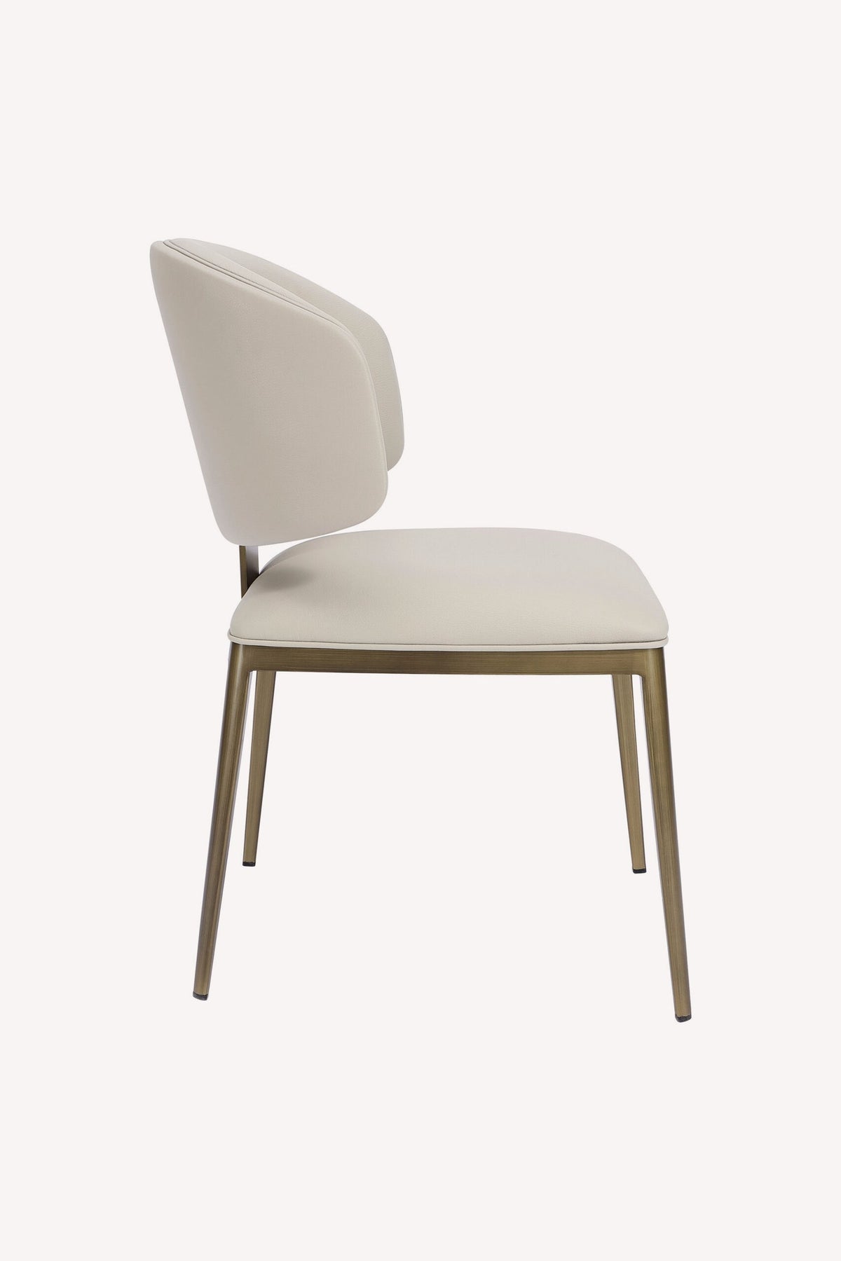 Leni vegan leather dining chair with brushed gold legs, view 4