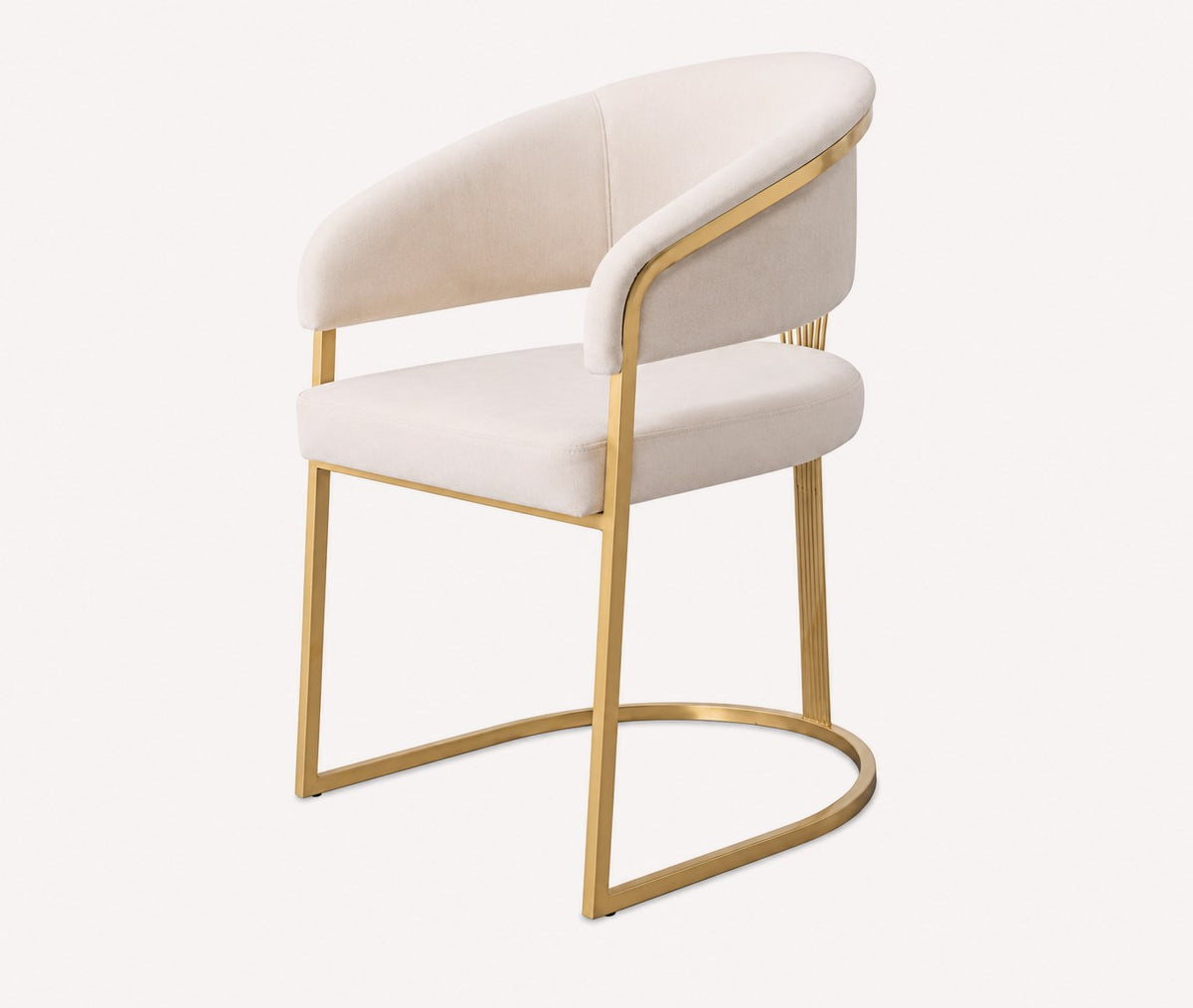 Bian cream velvet dining chair with stainless steel legs, view 4