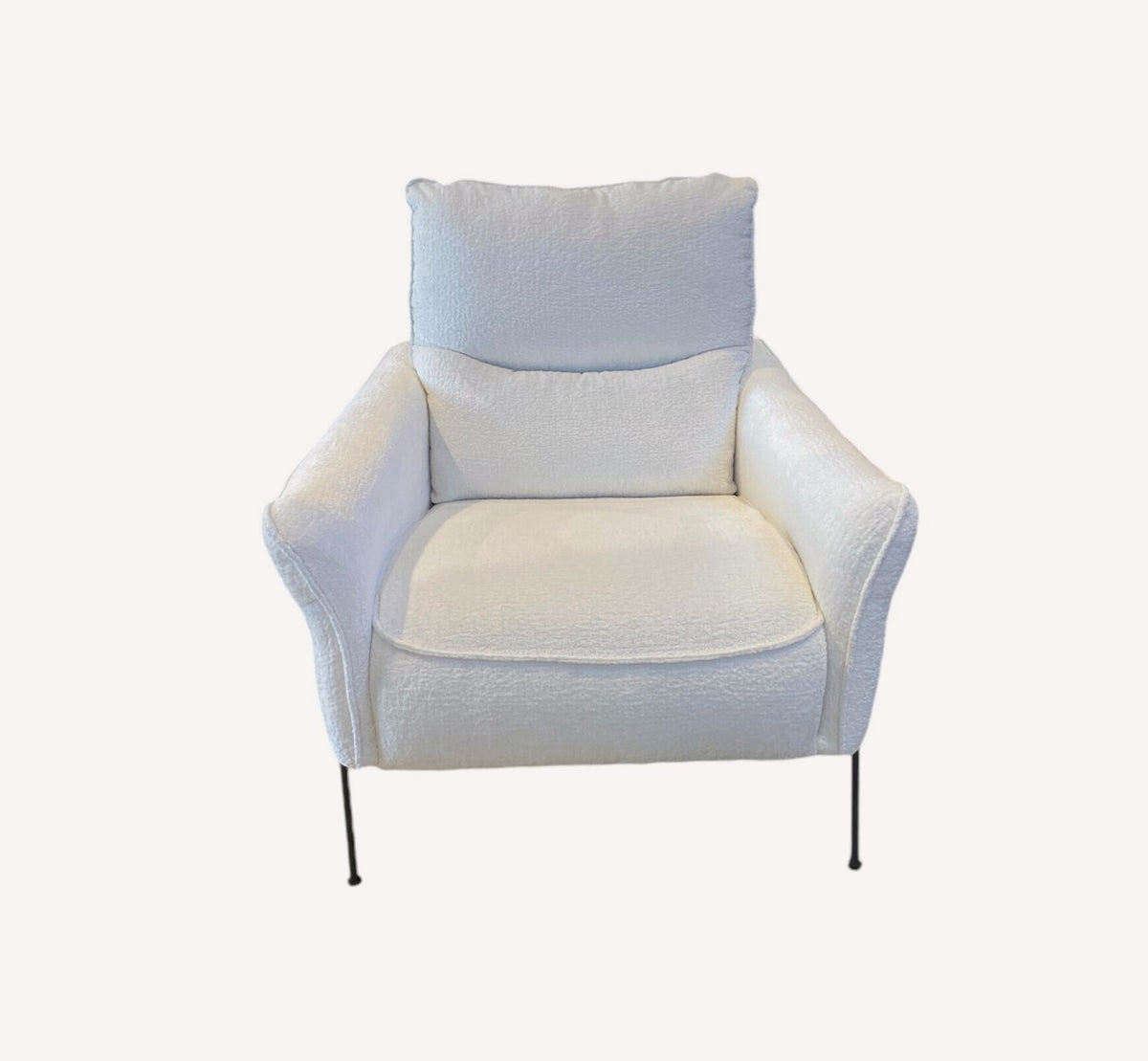 Polly ivory bouclé lounge chair with flared arms, view 4