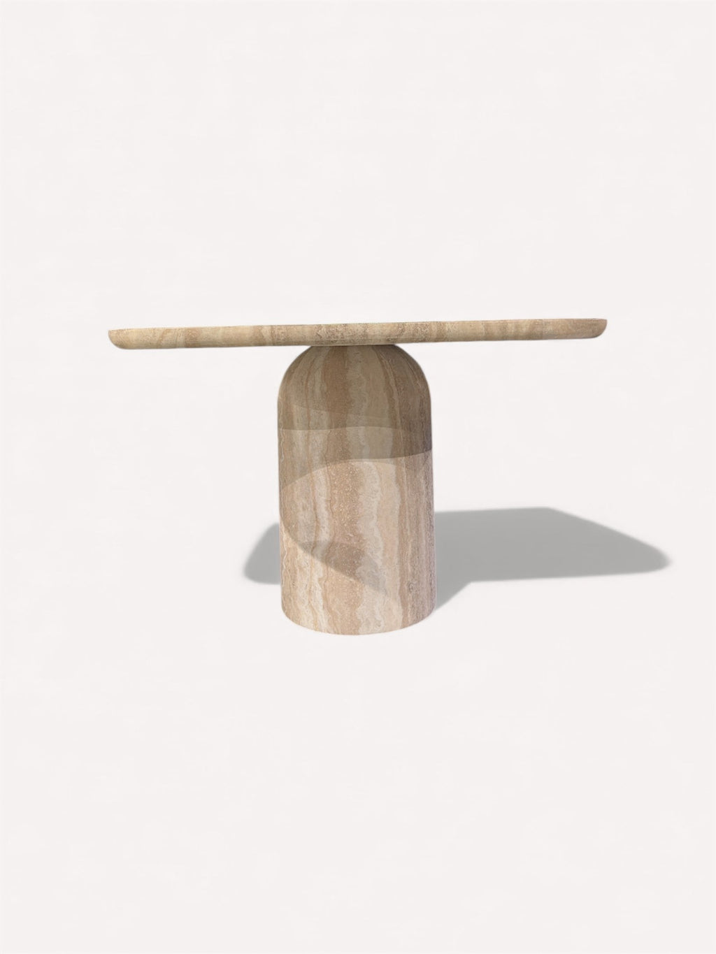 Madrid stone-look dining table on twin cylindrical columns, view 4