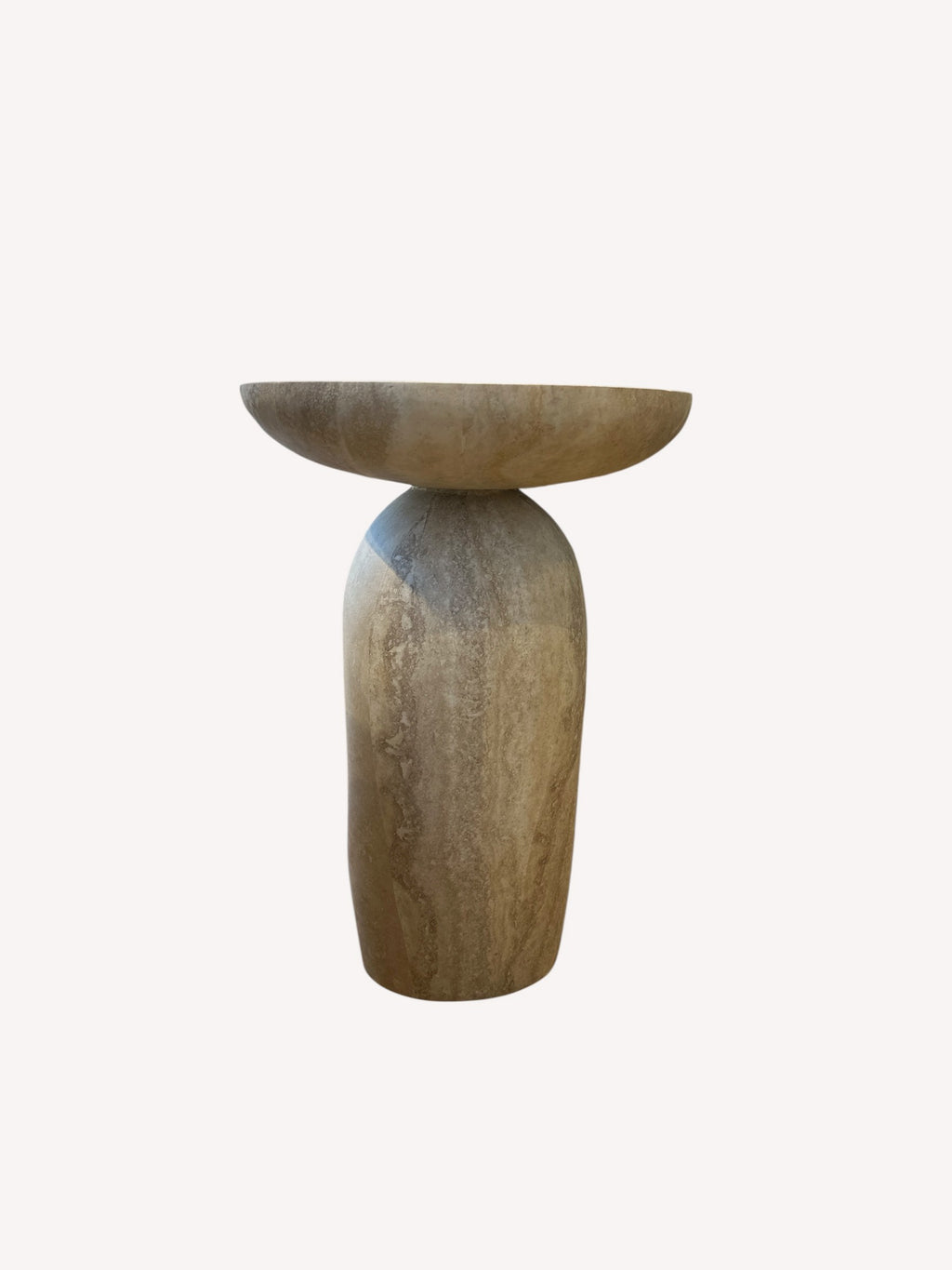 Milano travertine look sculptural side table, view 4