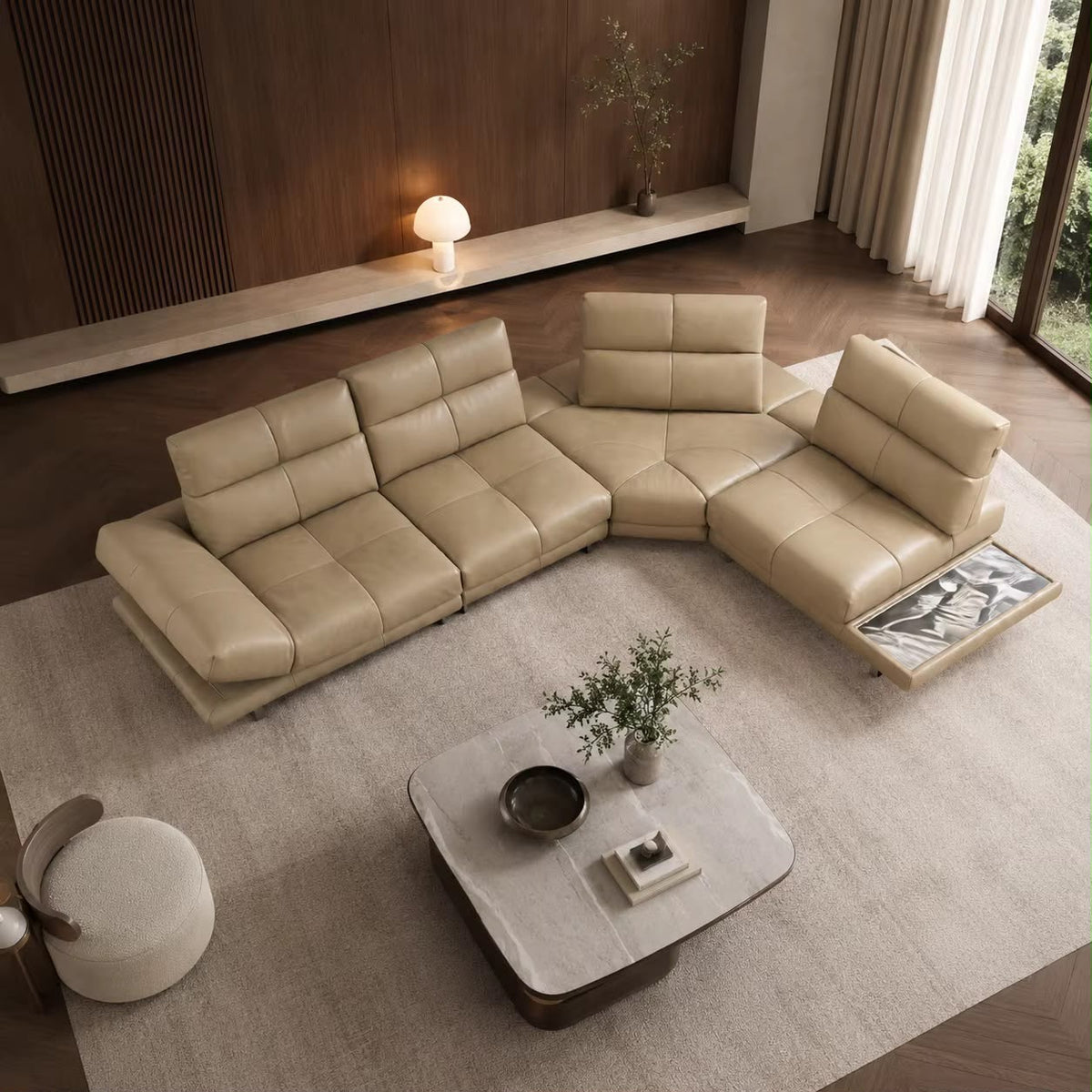 Aston modern power reclining sectional with slim metal legs, view 4