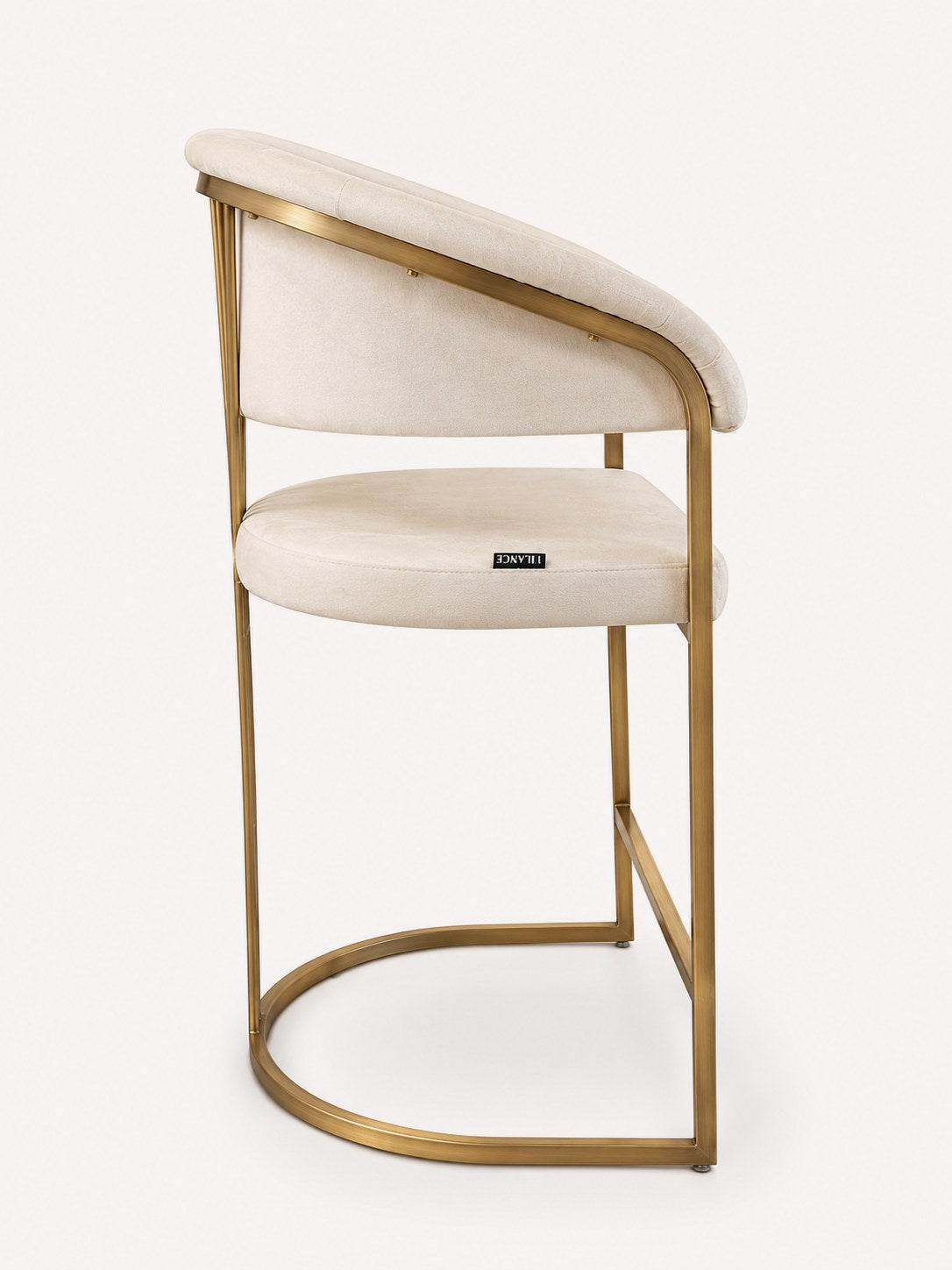 Bian cream velvet counter stool with stainless steel legs, view 5