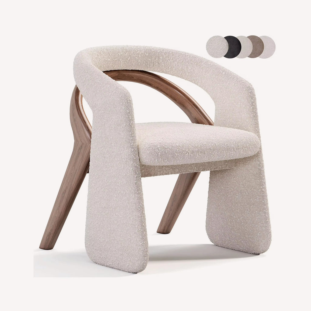 Siena natural wood chair with soft upholstery and rounded back, view 5