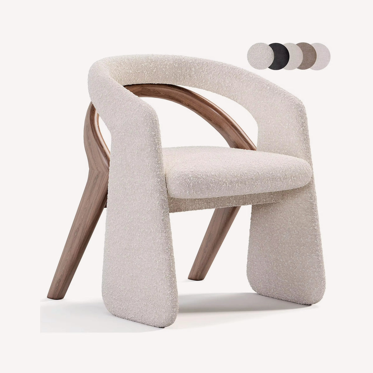 Siena natural wood chair with soft upholstery and rounded back, view 5