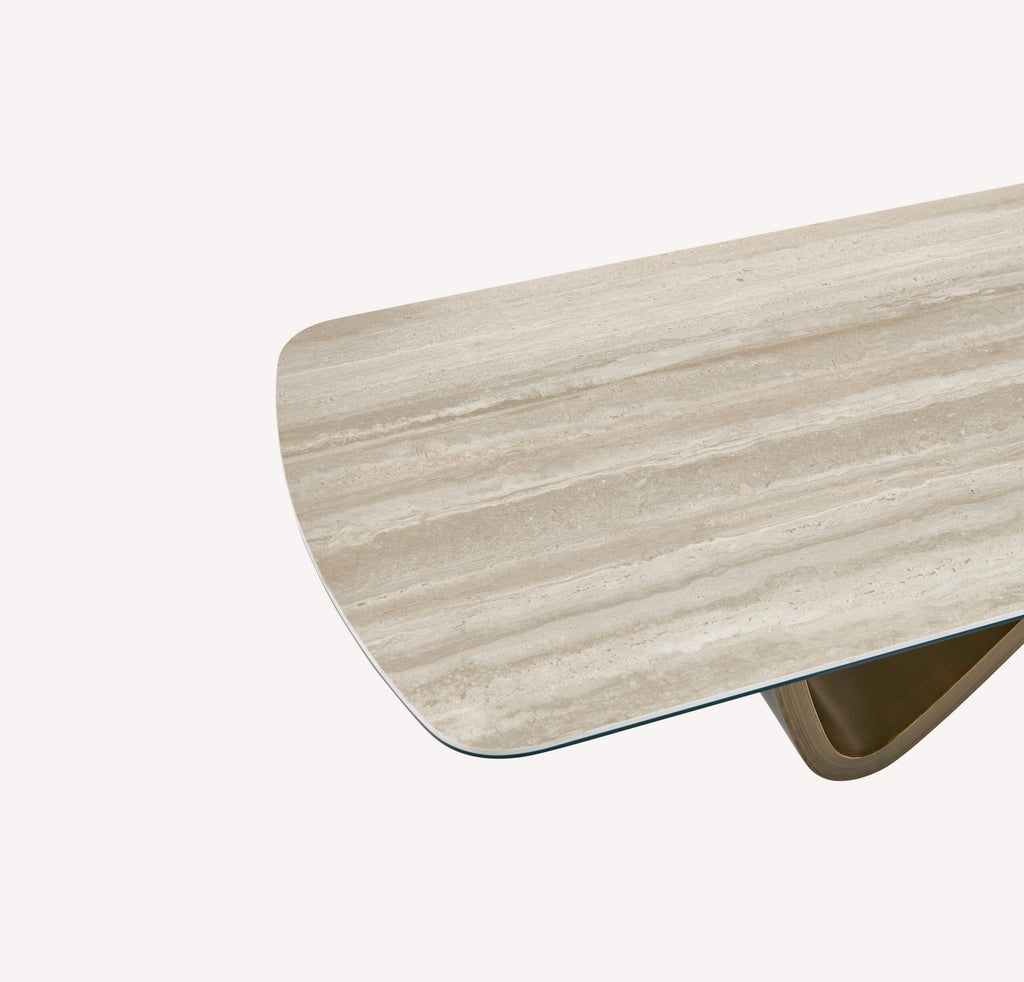 Miami coffee table with travertine look porcelain top, view 5