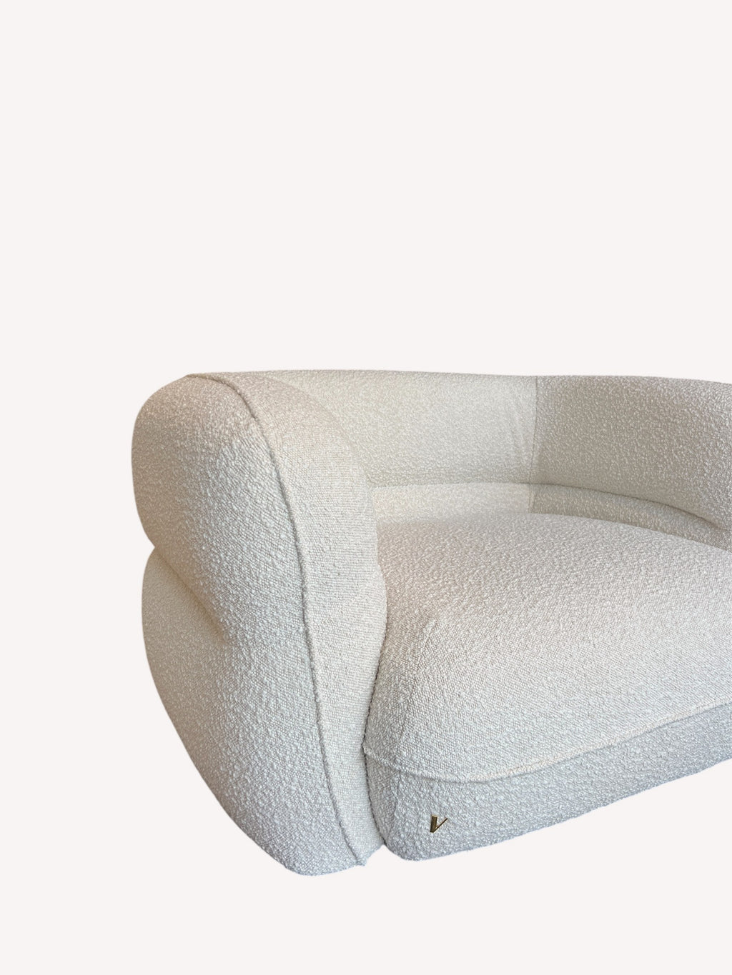 Mykonos oversized rounded lounge chair in light bouclé, view 5