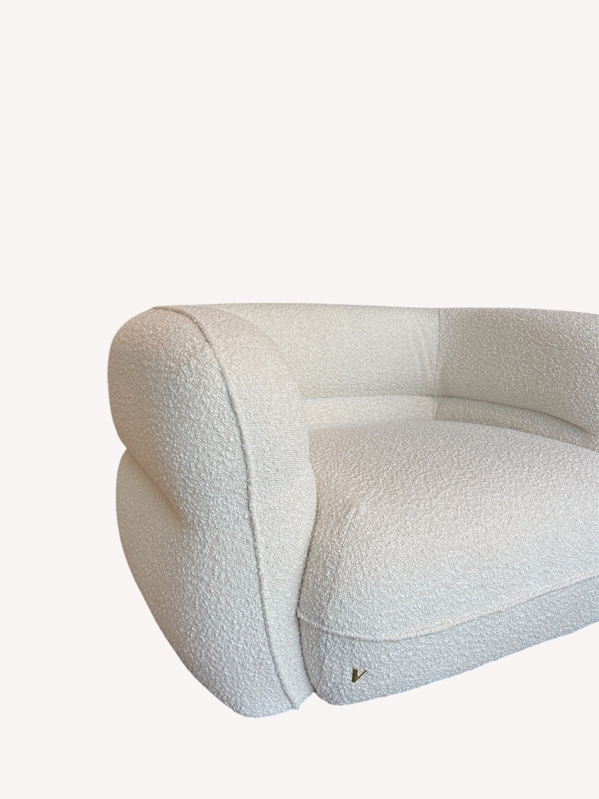Mykonos oversized rounded lounge chair in light bouclé, view 5