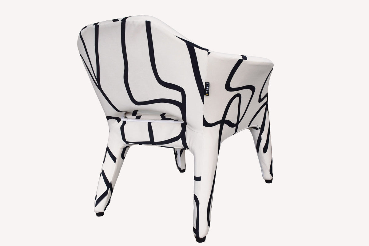 Mania accent chair in black and white graphic print, view 5