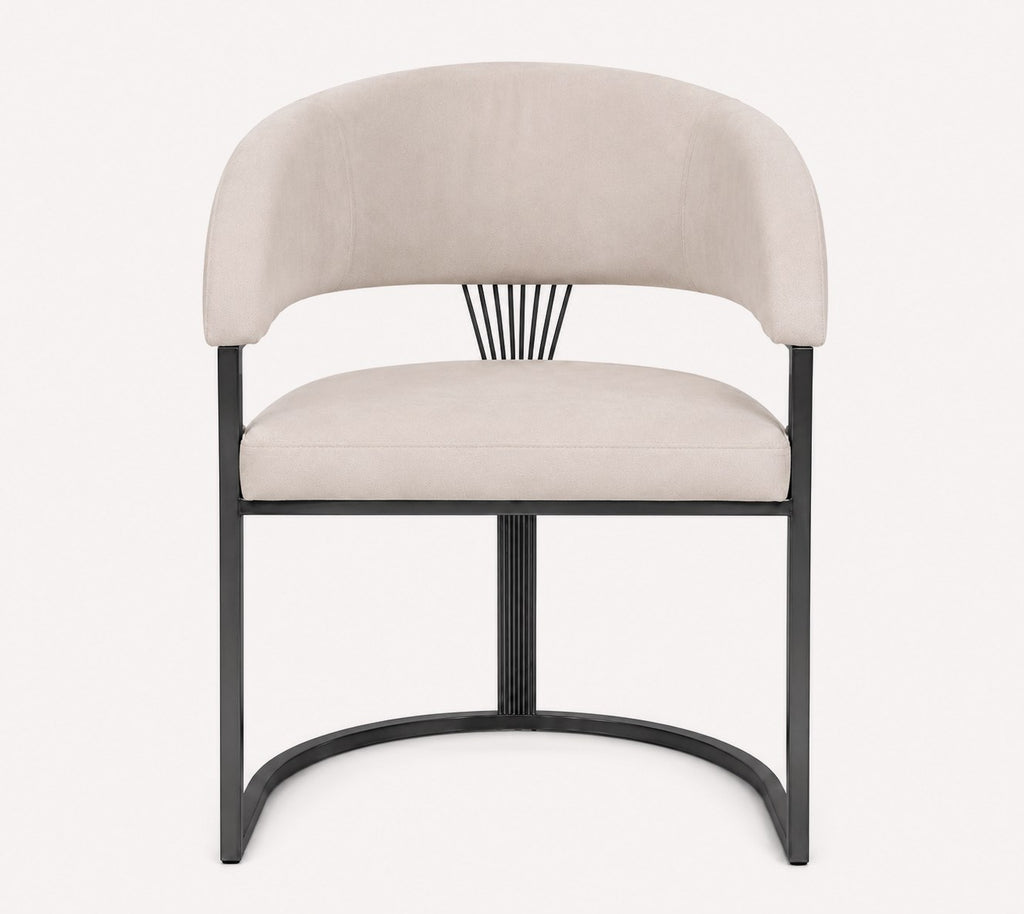 Bian cream velvet dining chair with stainless steel legs, view 5