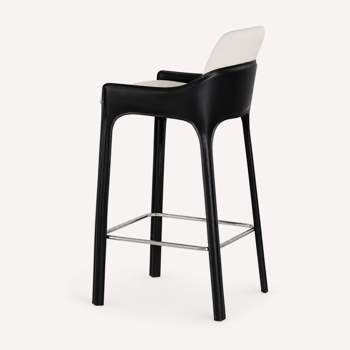 Vogue counter stool with light upholstery and dark outer shell, view 5